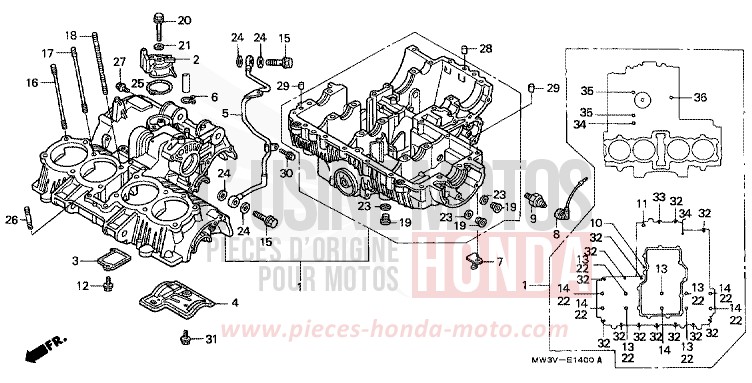 CRANKCASE for CB Seven Fifty BLACK (NH1) from 1997